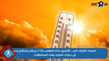 الأرصاد تكشف الآن.. تفاصيل حالة الطقس غدًا 1 سبتمبر وارتفاع جديد في درجات الحرارة بهذه المحافظات.